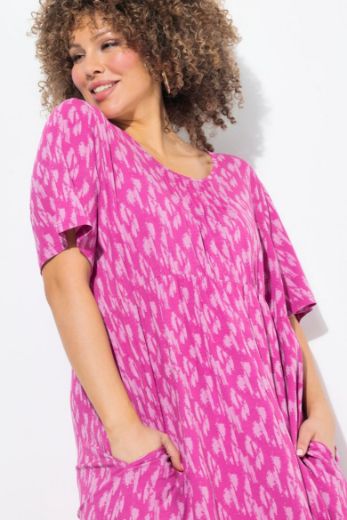Plus size veliki brojevi Haljina midi kratkih rukava okruglog ovratnika za punije