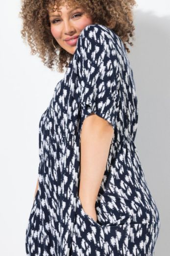 Plus size veliki brojevi Haljina midi kratkih rukava okruglog ovratnika za punije