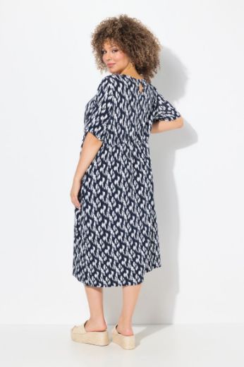 Plus size veliki brojevi Haljina midi kratkih rukava okruglog ovratnika za punije