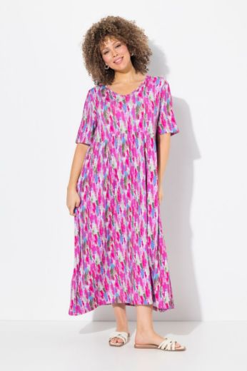 Plus size veliki brojevi Haljina midi kratkih rukava V ovratnika za punije