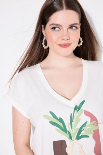 Plus size veliki brojevi Majica kratkih rukava V ovratnika za punije