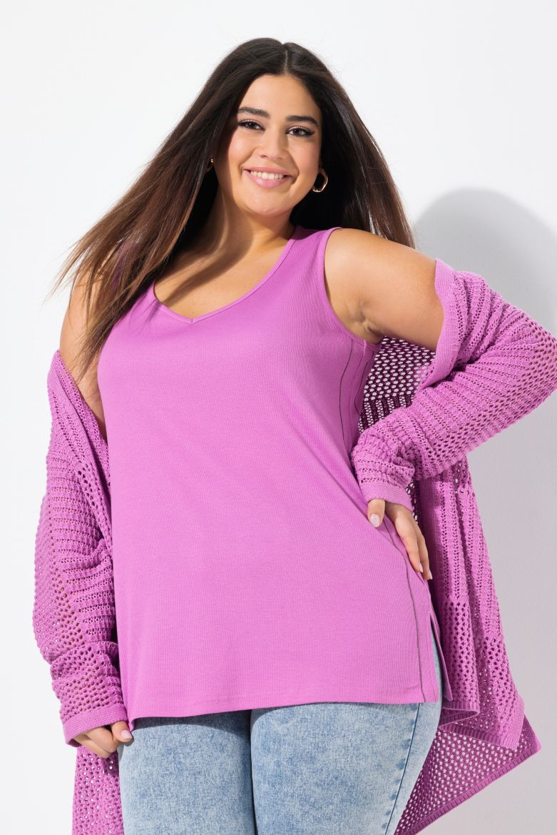 Plus size veliki brojevi Majica bez rukava V ovratnika za punije