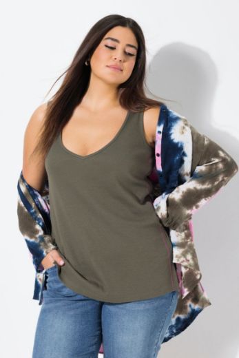 Plus size veliki brojevi Majica bez rukava V ovratnika za punije