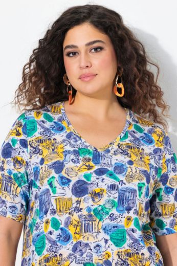 Plus size veliki brojevi Majica kratkih rukava V ovratnika za punije