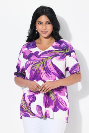 Plus size veliki brojevi Majica kratkih rukava V ovratnika za punije