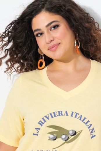 Plus size veliki brojevi Majica kratkih rukava V ovratnika za punije