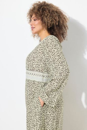 Plus size veliki brojevi Haljina midi dugih rukava V ovratnika za punije