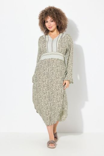 Plus size veliki brojevi Haljina midi dugih rukava V ovratnika za punije