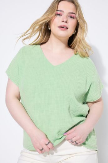 Plus size veliki brojevi Bluza kratkih rukava V izreza za punije