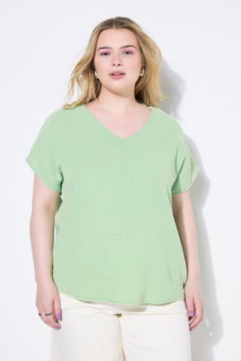 Plus size veliki brojevi Bluza kratkih rukava V izreza za punije