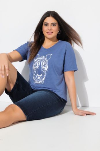 Plus size veliki brojevi Majica kratkih rukava V ovratnika za punije