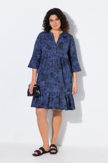Plus size veliki brojevi Haljina midi 3/4 rukava A kroja za punije