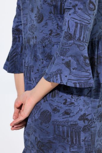 Plus size veliki brojevi Haljina midi 3/4 rukava A kroja za punije