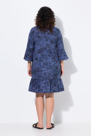 Plus size veliki brojevi Haljina midi 3/4 rukava A kroja za punije