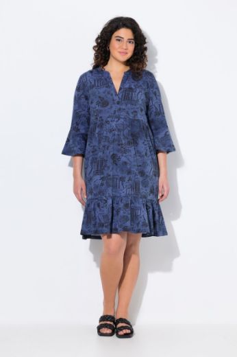 Plus size veliki brojevi Haljina midi 3/4 rukava A kroja za punije