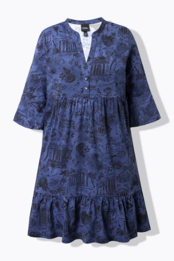 Plus size veliki brojevi Haljina midi 3/4 rukava A kroja za punije