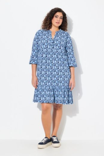Plus size veliki brojevi Haljina midi 3/4 rukava A kroja za punije