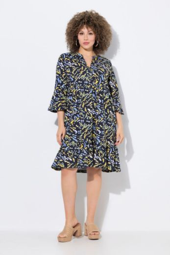 Plus size veliki brojevi Haljina midi 3/4 rukava A kroja za punije