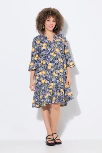 Plus size veliki brojevi Haljina midi 3/4 rukava A kroja za punije