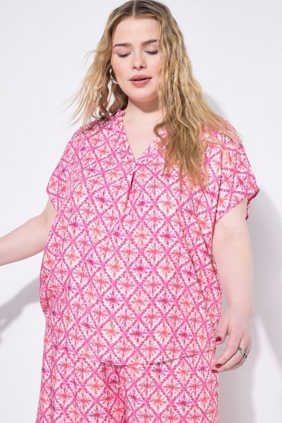 Veliki brojevi Bluza kratkih rukava šireg kroja moda za punije