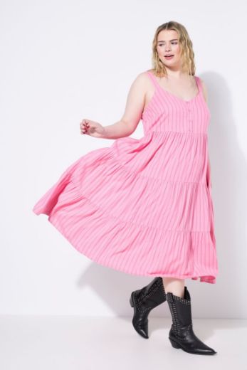 Plus size veliki brojevi Haljina midi na volane V ovratnika za punije