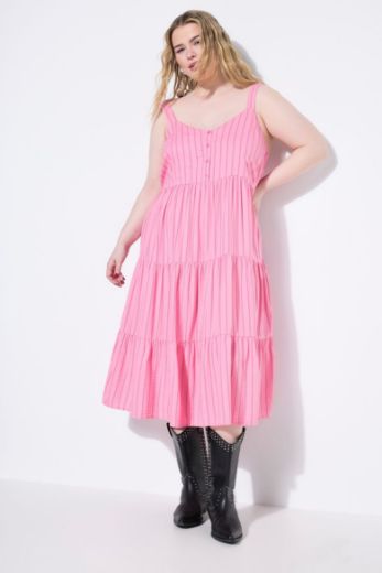Plus size veliki brojevi Haljina midi na volane V ovratnika za punije