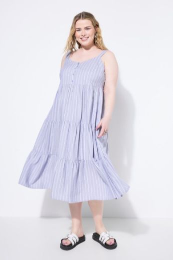 Plus size veliki brojevi Haljina midi na volane V ovratnika za punije