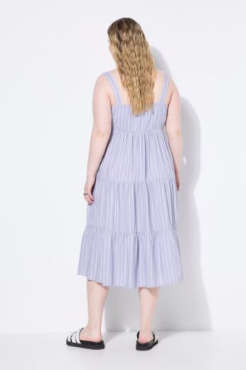 Plus size veliki brojevi Haljina midi na volane V ovratnika za punije