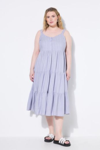 Plus size veliki brojevi Haljina midi na volane V ovratnika za punije