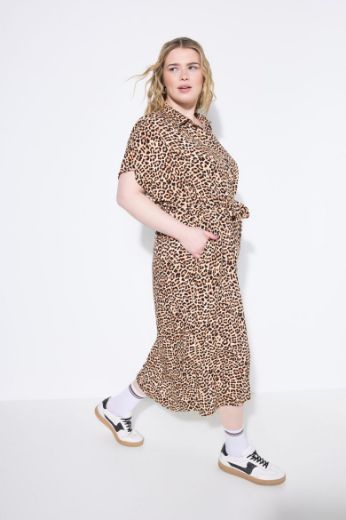 Plus size veliki brojevi Haljina midi s leopard uzorkom za punije