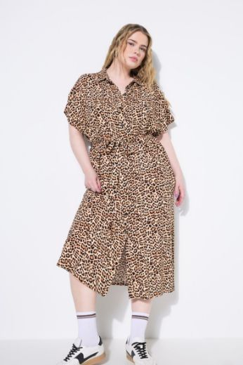 Plus size veliki brojevi Haljina midi s leopard uzorkom za punije