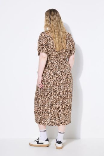 Plus size veliki brojevi Haljina midi s leopard uzorkom za punije