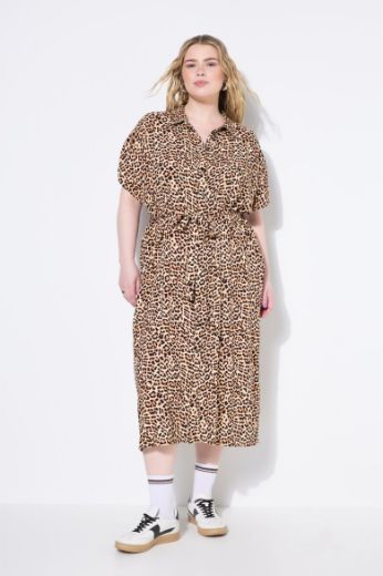Plus size veliki brojevi Haljina midi s leopard uzorkom za punije