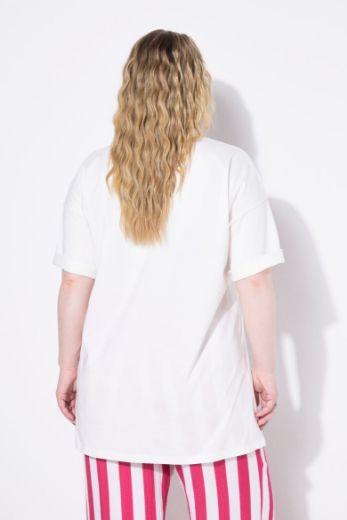 Plus size veliki brojevi Majica kratkih rukava okruglog ovratnika šireg kroja za punije