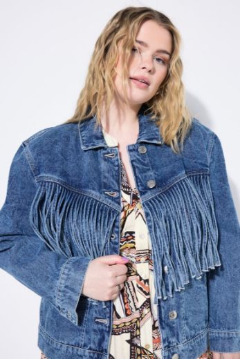 Plus size veliki brojevi Jakna od trapera s resama za punije
