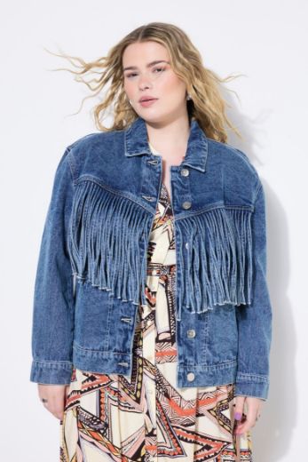 Plus size veliki brojevi Jakna od trapera s resama za punije
