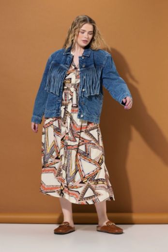 Plus size veliki brojevi Jakna od trapera s resama za punije