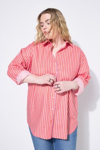 Plus size veliki brojevi Košulja dugih rukava na pruge za punije