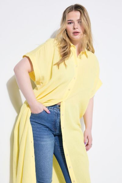 Veliki brojevi Bluza od muslina dugog kroja moda za punije