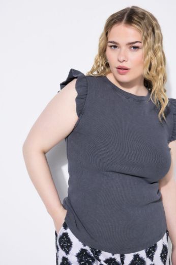 Plus size veliki brojevi Majica s ukrasnim rukavima na volane za punije
