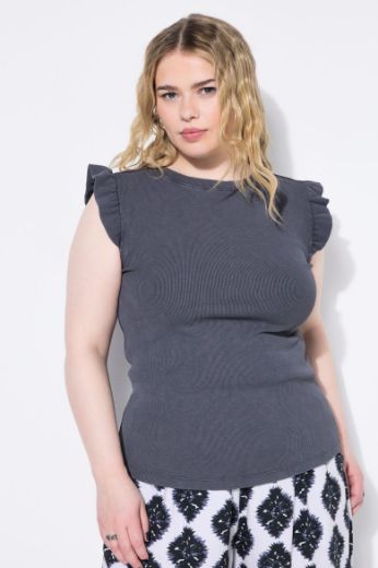 Plus size veliki brojevi Majica s ukrasnim rukavima na volane za punije