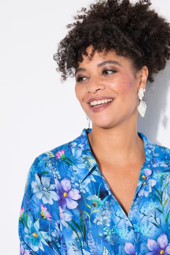 Plus size veliki brojevi Bluza dugi rukavi A-kroja, cvjetni print za punije