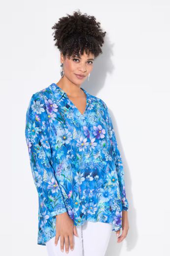 Plus size veliki brojevi Bluza dugi rukavi A-kroja, cvjetni print za punije