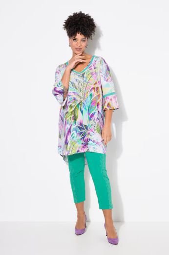 Plus size veliki brojevi Tunika A-kroja, print perja za punije