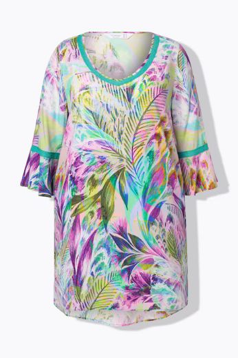 Plus size veliki brojevi Tunika A-kroja, print perja za punije