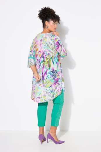 Plus size veliki brojevi Tunika A-kroja, print perja za punije