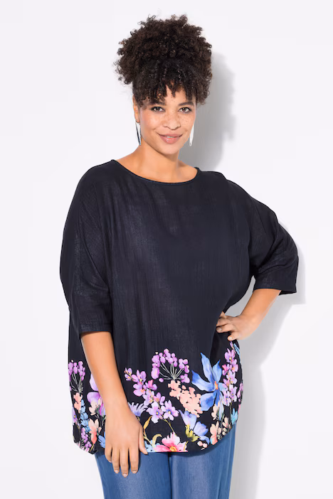 Plus size veliki brojevi Bluza cvijetni print na rubu za punije