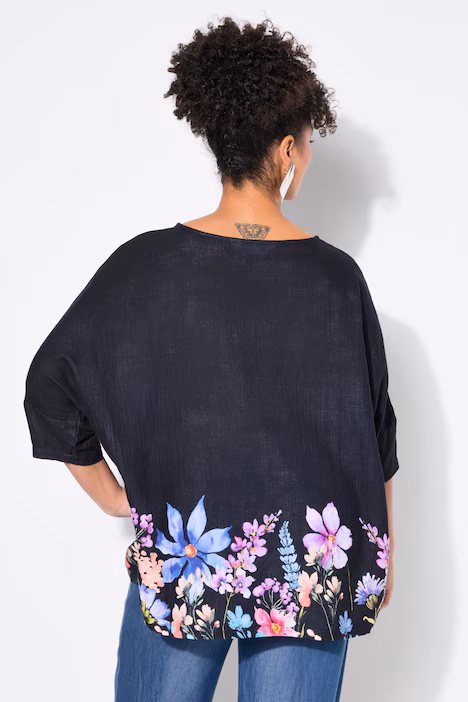 Plus size veliki brojevi Bluza cvijetni print na rubu za punije