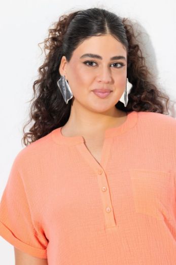 Plus size veliki brojevi Bluza kratkih rukava V izreza za punije