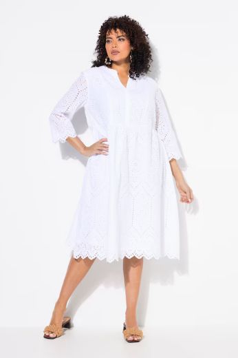 Plus size veliki brojevi Haljina midi A kroja 3/4 rukavi za punije